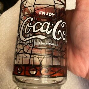 1970's Coca-Cola 16 oz Drinking Glass set of 7. Stained glass